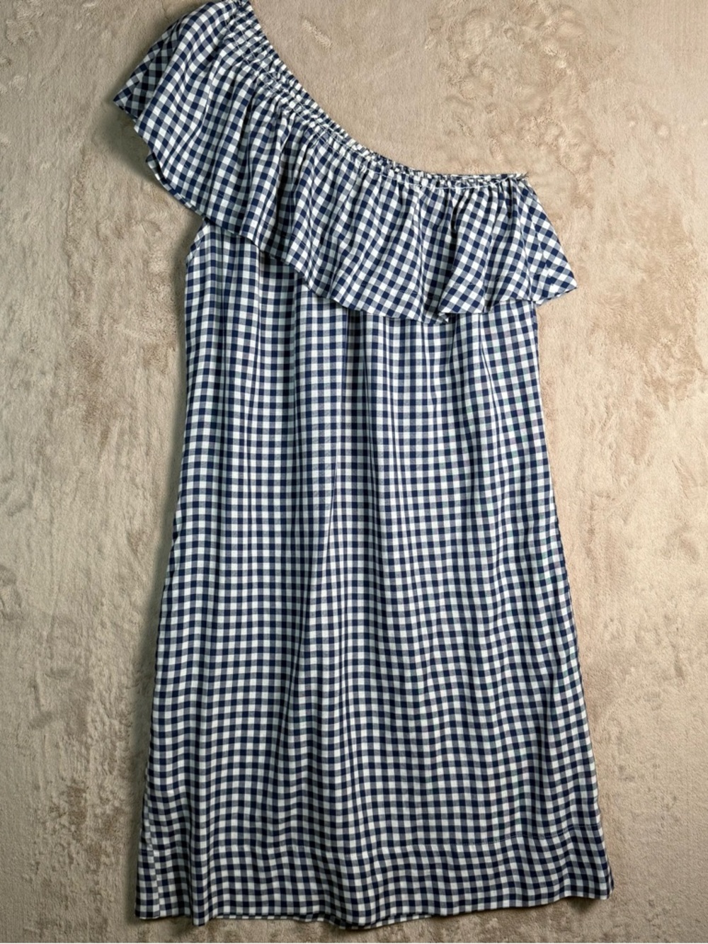 Velvet Graham Spencer Gingham Off Shoulder Dress Blue White Ruffle Summer S